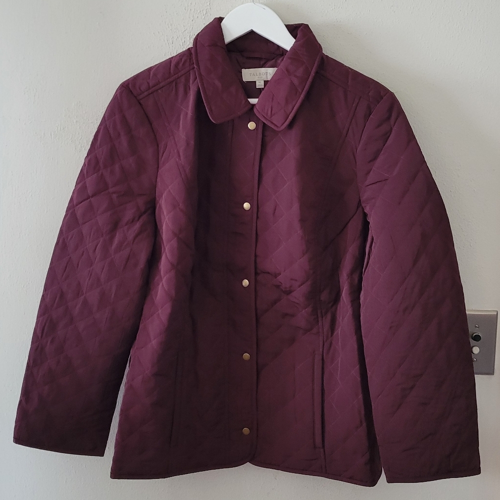 Talbots Quilted snap-front Jacket - maroon